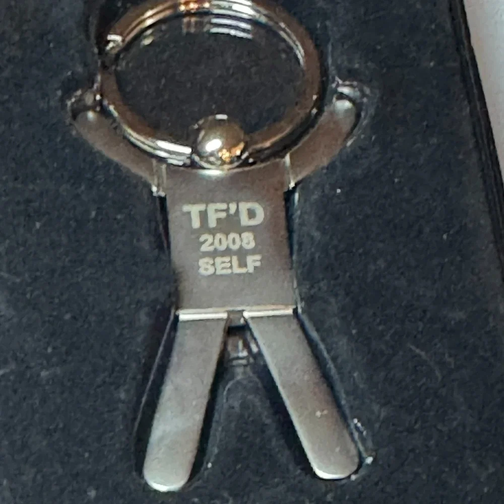 Keychain Key Ring‎ Metal TF'D Self 2008 Silver Tone Person Shaped